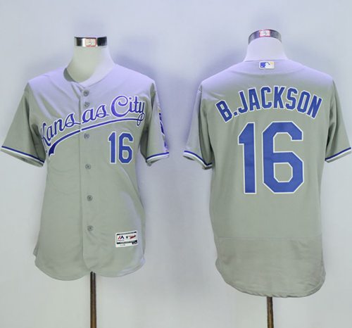 Royals #16 Bo Jackson Grey Flexbase Authentic Collection Stitched Jersey