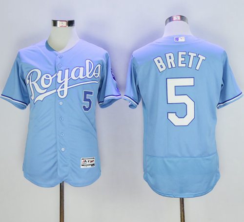 Royals #5 George Brett Light Blue Flexbase Authentic Collection Stitched Jersey