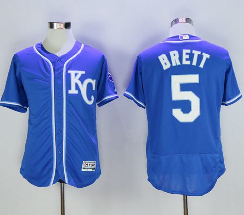 Royals #5 George Brett Royal Blue Flexbase Authentic Collection Stitched Jersey