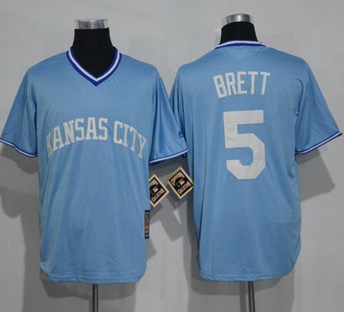 Royals #5 George Brett Light Blue Cooperstown Stitched Jersey