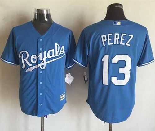 Royals #13 Salvador Perez Light Blue Alternate 1 New Cool Base Stitched Jersey