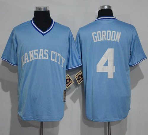 Royals #4 Alex Gordon Light Blue Cooperstown Stitched Jersey