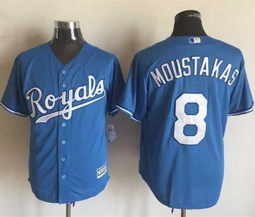 Royals #8 Mike Moustakas Light Blue Alternate 1 New Cool Base Stitched Jersey