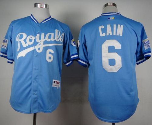 Royals #6 Lorenzo Cain Light Blue 1985 Turn Back The Clock Stitched Jersey