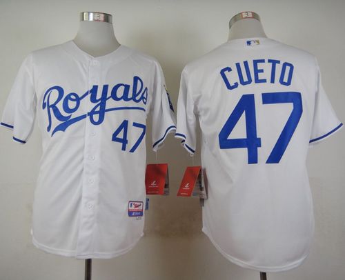 Royals #47 Johnny Cueto White Cool Base Stitched Jersey