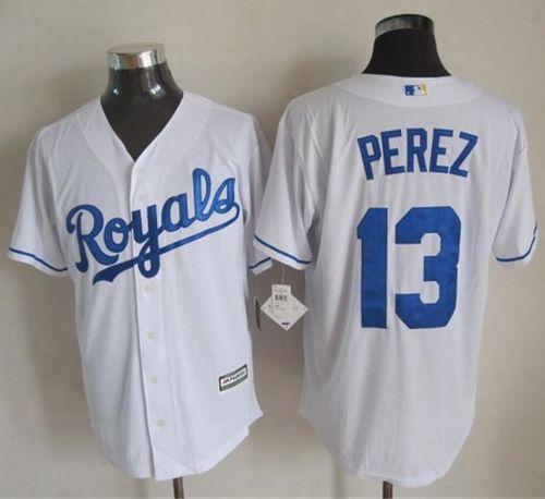 Royals #13 Salvador Perez White New Cool Base Stitched Jersey