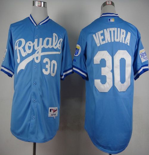 Royals #30 Yordano Ventura Light Blue 1985 Turn Back The Clock Stitched Jersey