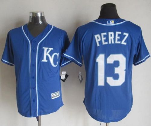 Royals #13 Salvador Perez Blue Alternate 2 New Cool Base Stitched Jersey
