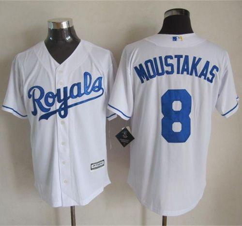 Royals #8 Mike Moustakas White New Cool Base Stitched Jersey