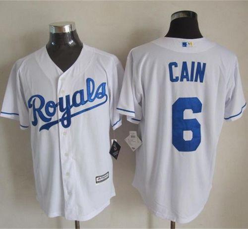 Royals #6 Lorenzo Cain White New Cool Base Stitched Jersey