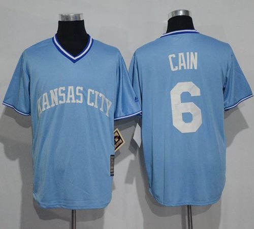Royals #6 Lorenzo Cain Light Blue Cooperstown Stitched Jersey