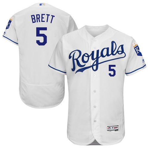 Royals #5 George Brett White Flexbase Authentic Collection Stitched Jersey