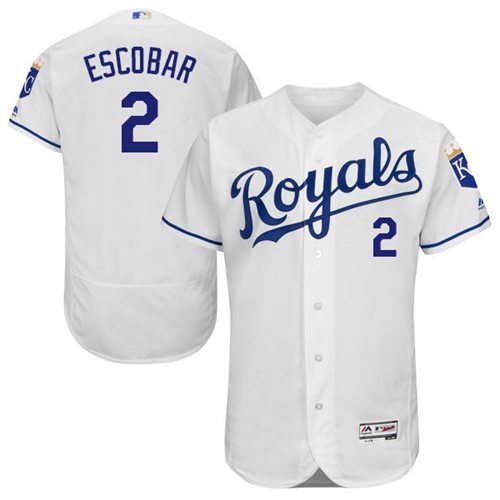 Royals #2 Alcides Escobar White Flexbase Authentic Collection Stitched Jersey