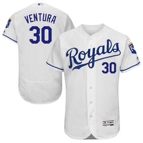 Royals #30 Yordano Ventura White Flexbase Authentic Collection Stitched Jersey