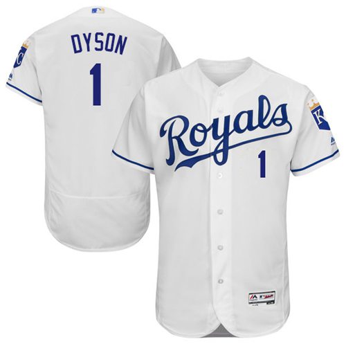 Royals #1 Jarrod Dyson White Flexbase Authentic Collection Stitched Jersey