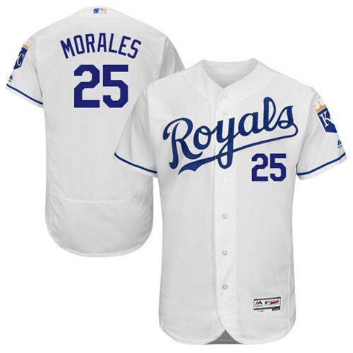 Royals #25 Kendrys Morales White Flexbase Authentic Collection Stitched Jersey
