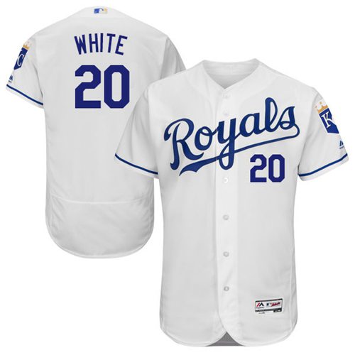 Royals #20 Frank White White Flexbase Authentic Collection Stitched Jersey
