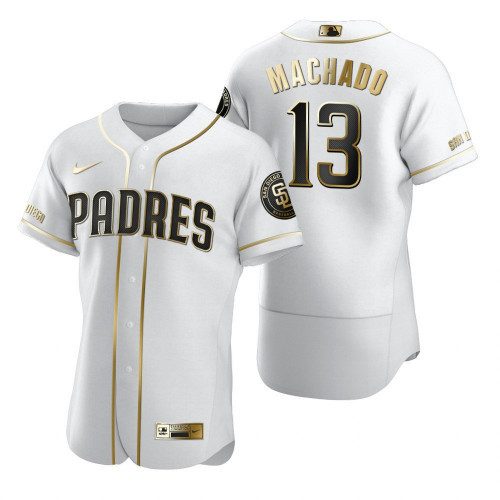 San Diego Padres #13 Manny Machado 2020 White Golden Stitched Jersey