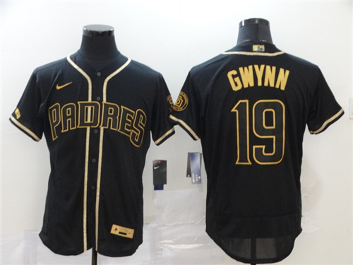San Diego Padres #19 Tony Gwynn Black Golden Flex Base Stitched Jersey