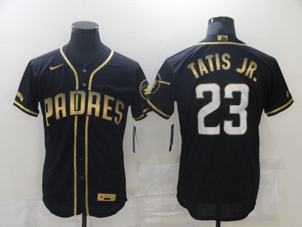 San Diego Padres #23 Fernando Tatis Jr. 2021 Black Golden Edition Flex Base Stitched Baseball Jersey