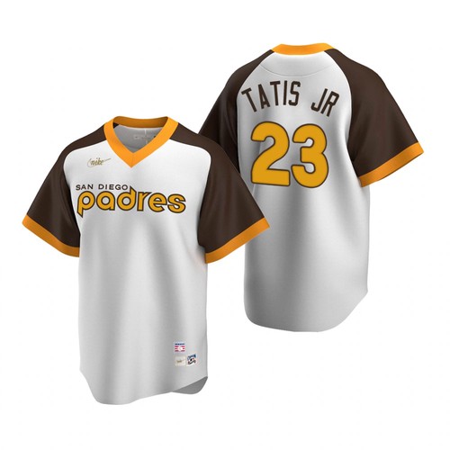 San Diego Padres #23 Fernando Tatis Jr. White Cooperstown Stitched Jersey