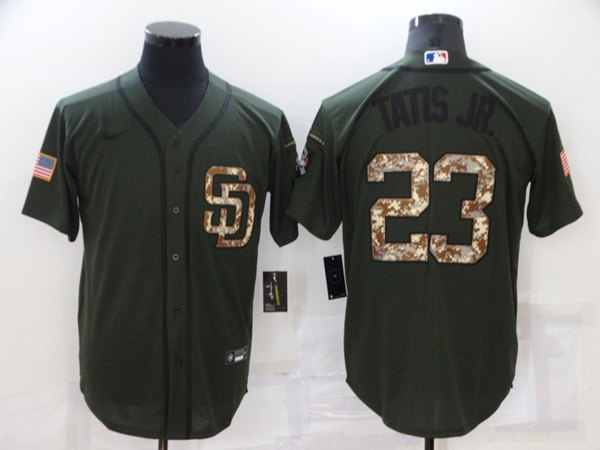 San Diego Padres #23 Fernando Tatis Jr. Olive Camo Cool Base Stitched Jersey
