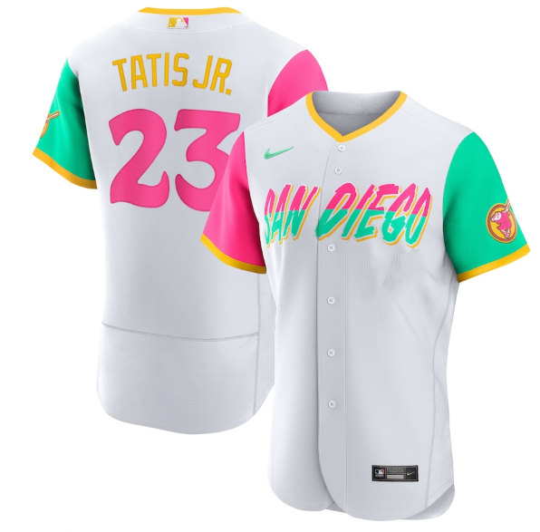 San Diego Padres #23 Fernando Tatis Jr. White 2022 City Connect Flex Base Stitched Baseball Jersey