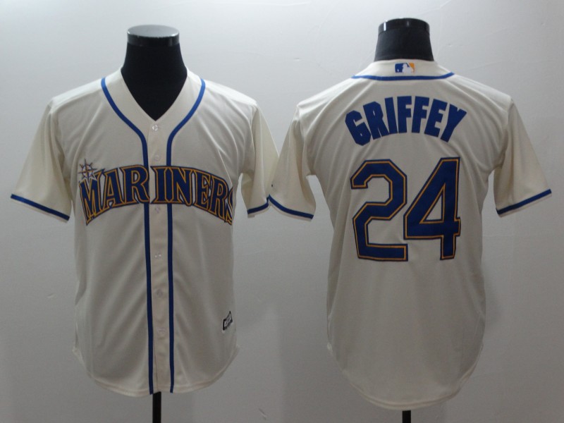 Seattle Mariners #24 Ken Griffey Jr.Cream Alternate Cool Base Stitched Jersey