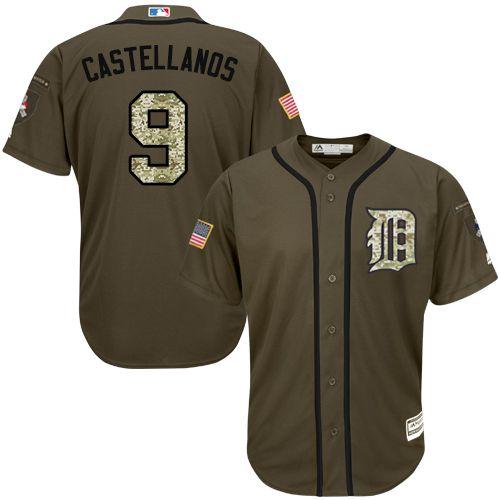 Tigers #9 Nick Castellanos Green Salute To Service Stitched Jersey
