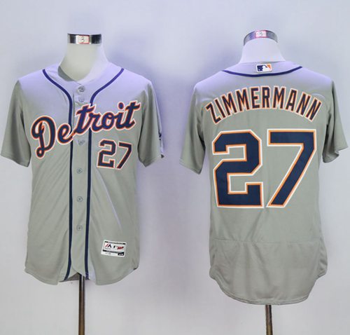 Tigers #27 Jordan Zimmermann Grey Flexbase Authentic Collection Stitched Jersey