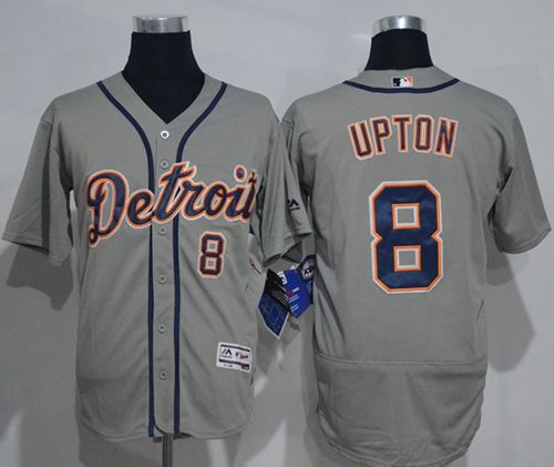 Tigers #8 Justin Upton Grey Flexbase Authentic Collection Stitched Jersey