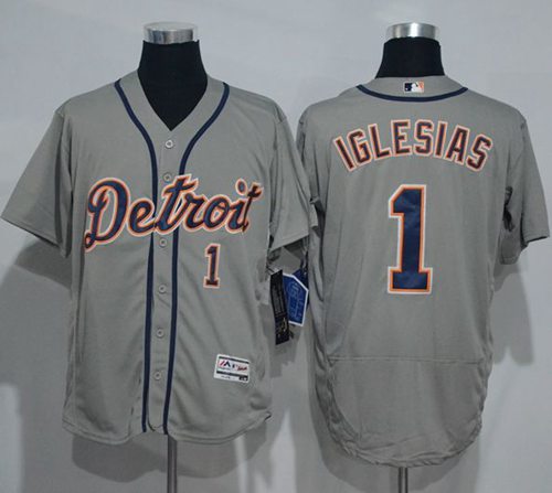 Tigers #1 Jose Iglesias Grey Flexbase Authentic Collection Stitched Jersey