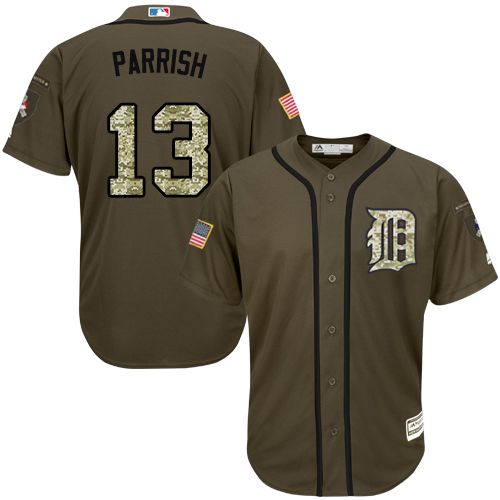 Tigers #13 Lance Parrish Green Salute To Service Stitched Jersey