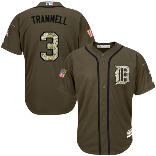 Tigers #3 Alan Trammell Green Salute To Service Stitched Jersey