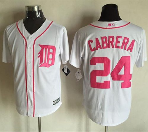 Tigers #24 Miguel Cabrera White New Cool Base 2016 Mother's Day Stitched Jersey