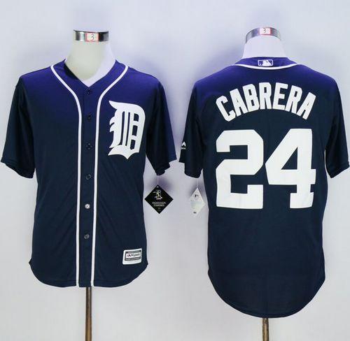 Tigers #24 Miguel Cabrera Navy Blue New Cool Base Stitched Jersey