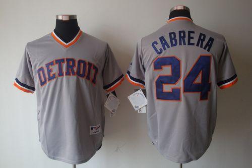 Tigers #24 Miguel Cabrera Grey 1970'S Turn Back The Clock Stitched Jersey