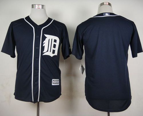 Tigers Blank Navy Blue Cool Base Stitched Jersey