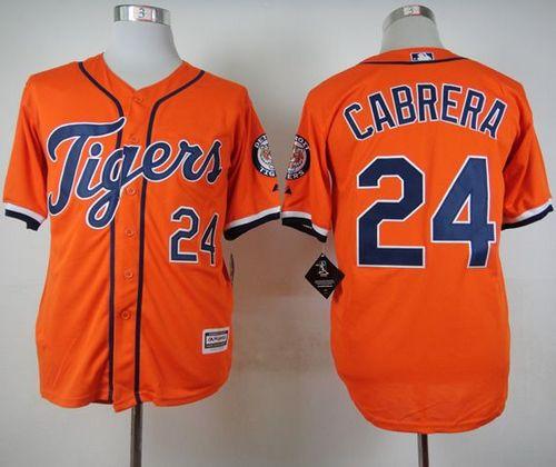 Tigers #24 Miguel Cabrera Orange Cool Base Stitched Jersey