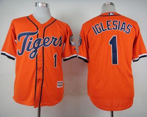Tigers #1 Jose Iglesias Orange Cool Base Stitched Jersey