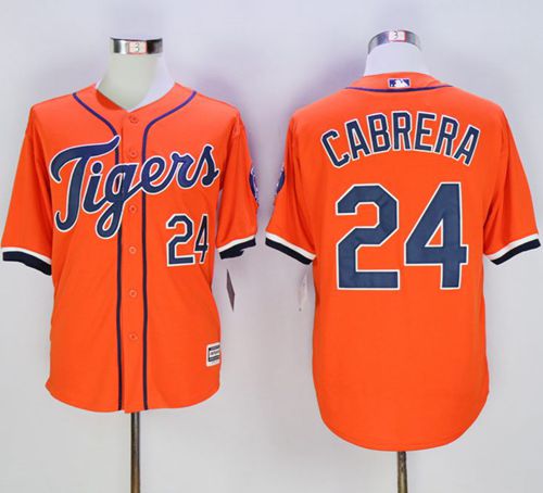 Tigers #24 Miguel Cabrera Orange New Cool Base Stitched Jersey