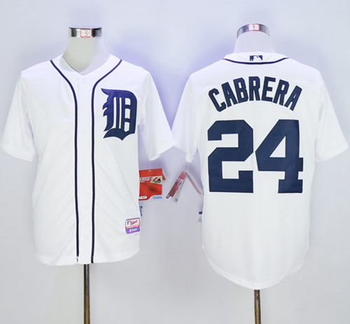 Tigers #24 Miguel Cabrera Stitched White Jersey