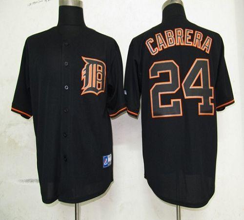 Tigers #24 Miguel Cabrera Black Fashion Stitched Jersey