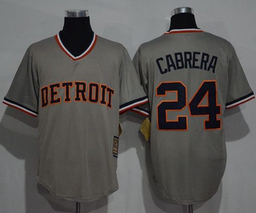 Tigers #24 Miguel Cabrera Grey Cooperstown Throwback Stitched Jersey
