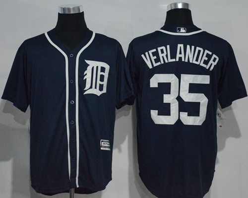 Tigers #35 Justin Verlander Navy Blue New Cool Base Stitched Jersey