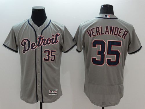 Tigers #35 Justin Verlander Grey Flexbase Authentic Collection Stitched Jersey