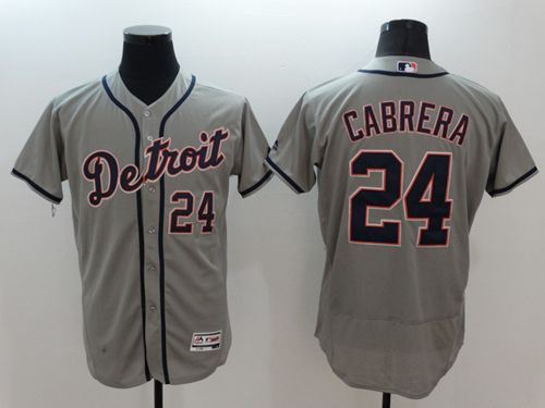 Tigers #24 Miguel Cabrera Grey Flexbase Authentic Collection Stitched Jersey