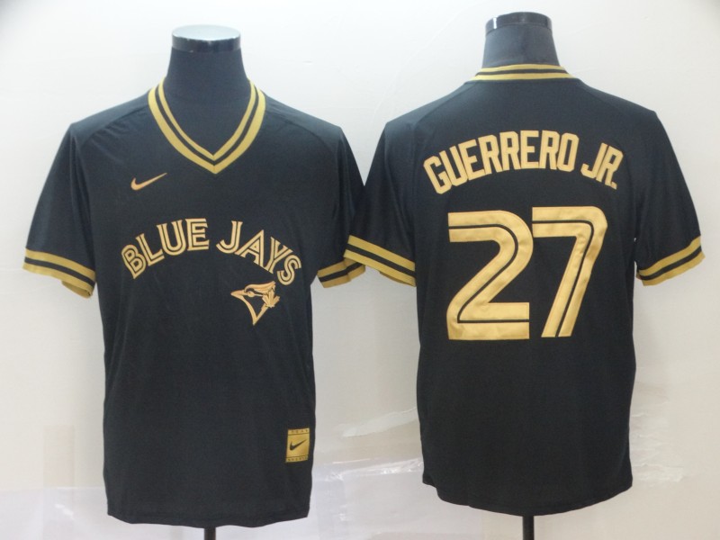 Toronto Blue Jays #27 Vladimir Guerrero Jr. Black Gold Stitched Jersey