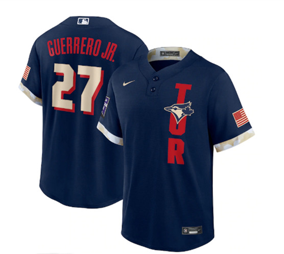 Toronto Blue Jays #27 Vladimir Guerrero Jr. 2021 Navy All-Star Cool Base Stitched Jersey