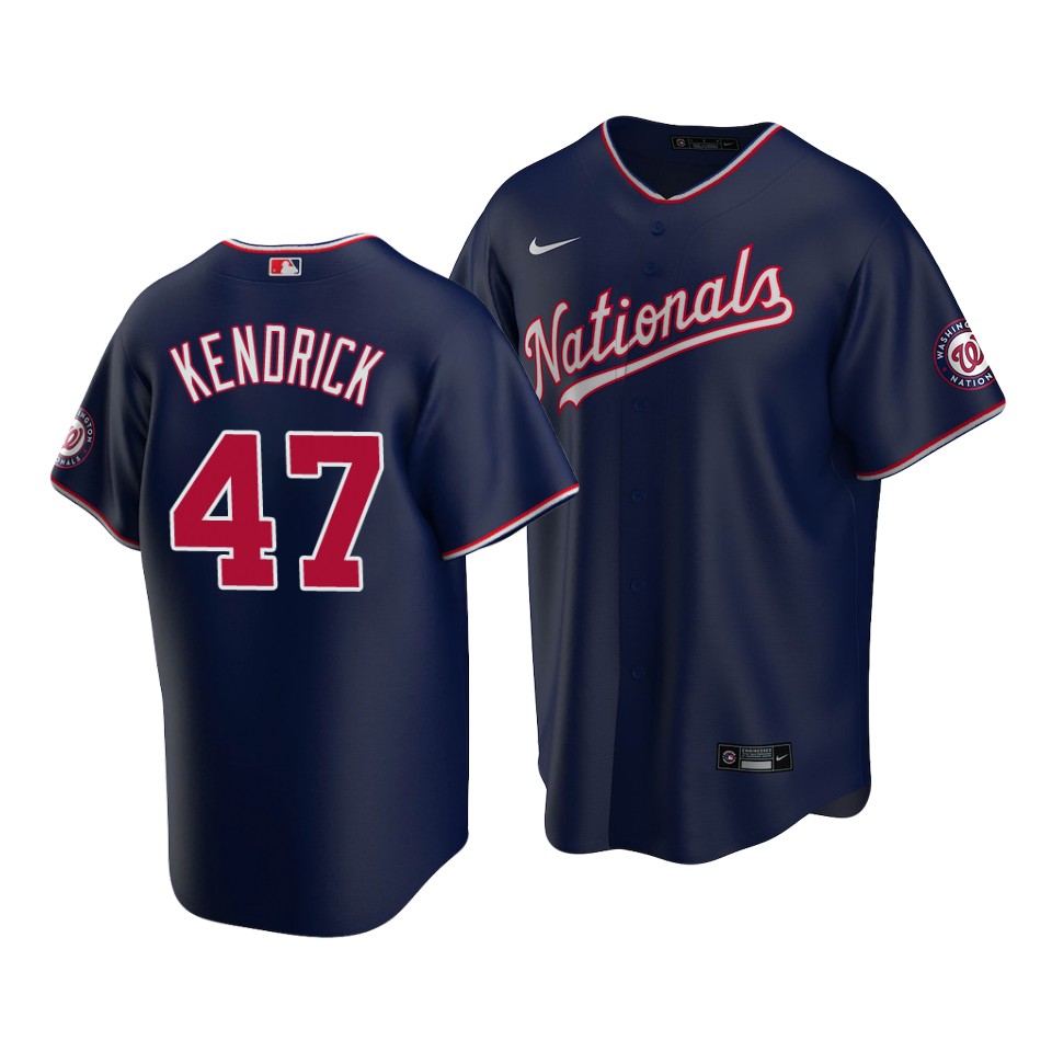 Washington Nationals Navy #47Howie Kendrick Stitched Jersey